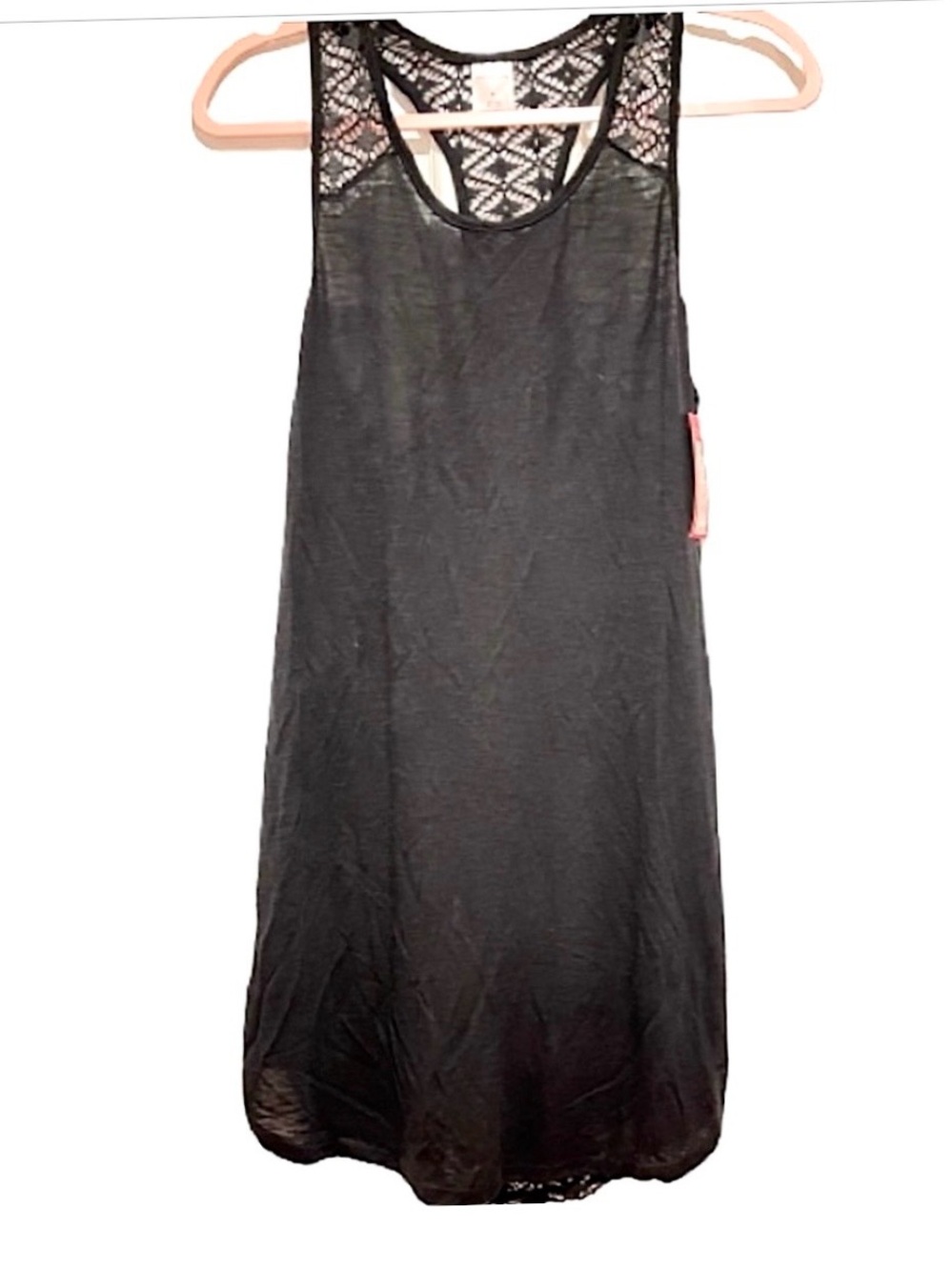 🆕- Black Racerback Crochet Detail Beach Cover-up. Size: medium
